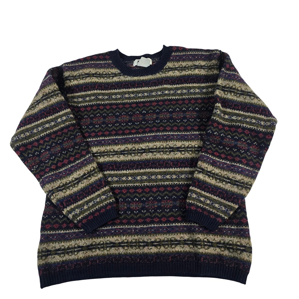 JHC Fair Isle Geometric Pattern Knit Sweater Women's Medium Wool Blend‎